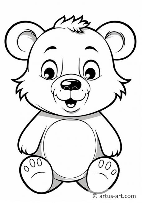 Pagina da colorare di un orsetto carino per bambini